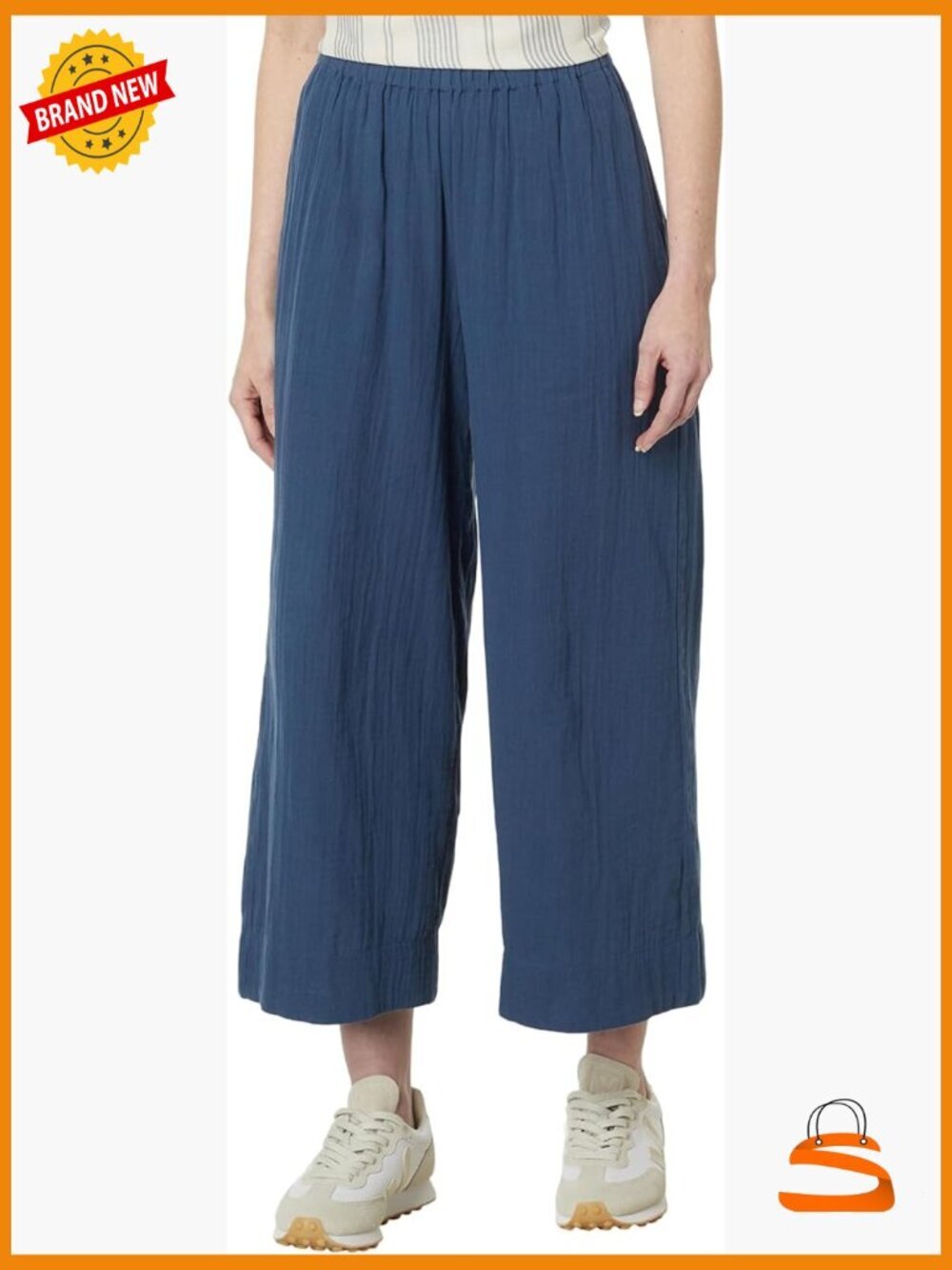 Organic Cotton Wide Leg Palazzo Pants High Waist Gauze Casual